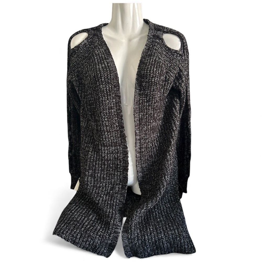 Elegant Black Open-Shoulder Cardigan